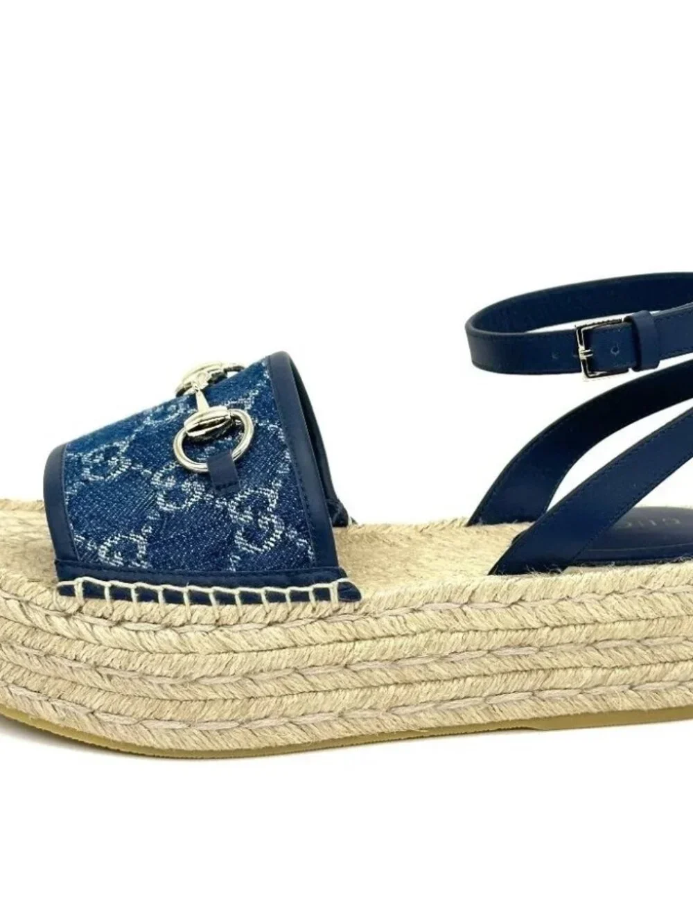 Gucci Paloma Horsebit GG Platform Espadrille Wedge Heel Ankle Strap Sandals - Picture 5 of 15